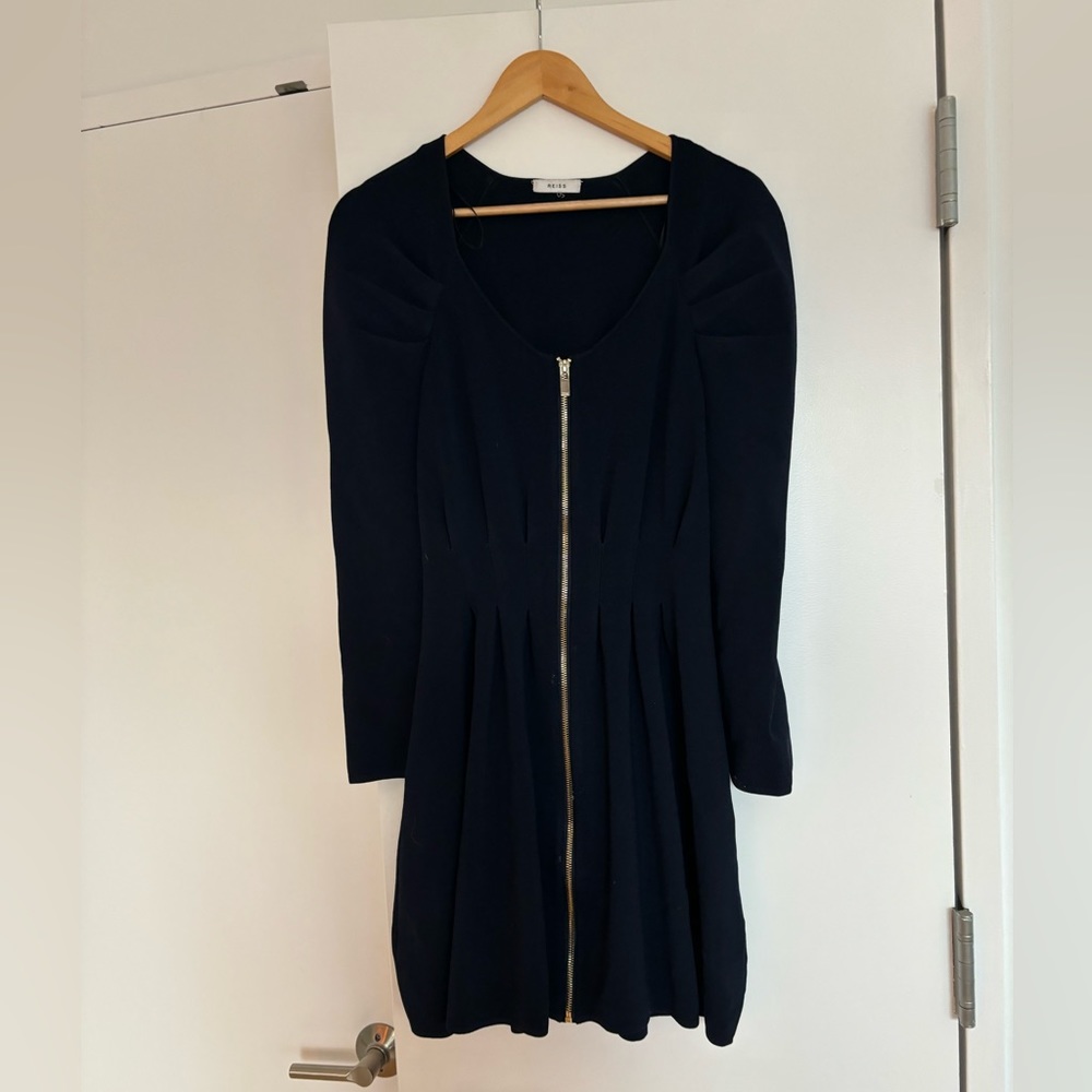 Reiss Long Sleeve Dress - Navy Blue - Size Large